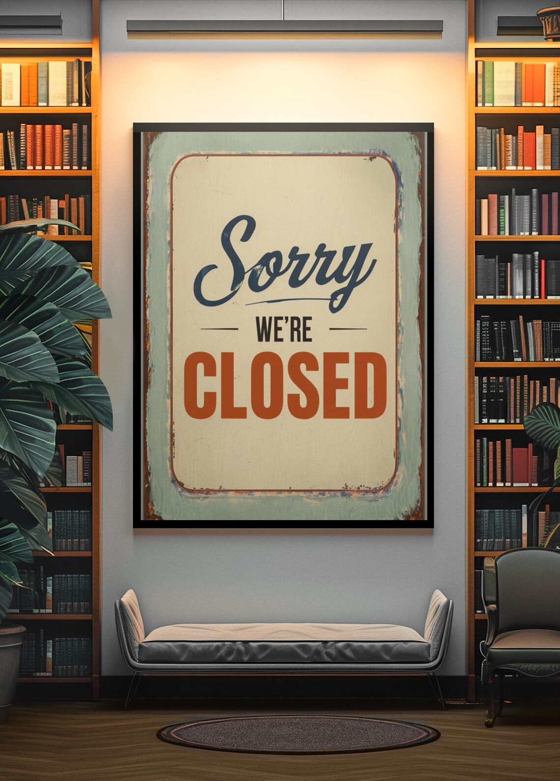Vintage Sorry Were Closed Rustic Wooden Sign - Image 7