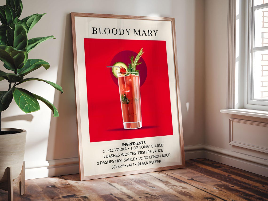 Vintage Bloody Mary Poster, Home Bar Decor - Image 6