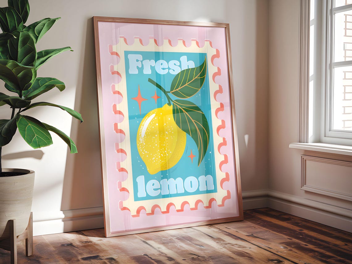 Fresh Lemon Vintage Kitchen Decor Poster - Image 2