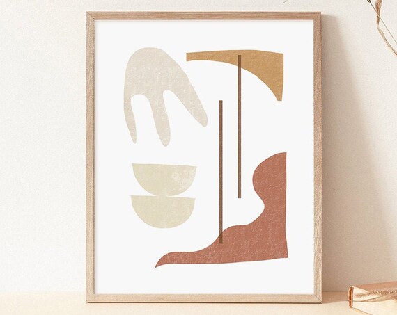 Terracotta Beige Abstract Art Minimalist Painting Earth Tone Color Art Wall Art Geometric Watercolor Print