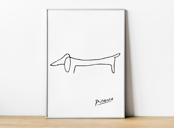 Pablo Picasso Sausage Dog, Minimalist Art Print