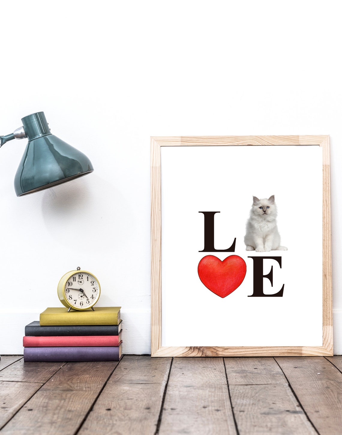 Sweet Love Typography Red Heart White Kitten Cat Mom Gift Poster - Image 4