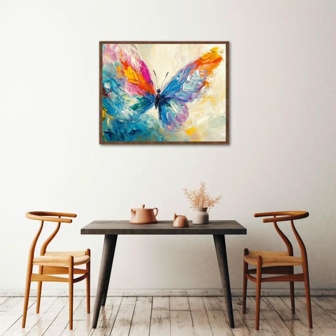 Colorful Butterfly Impasto Oil Painting Nature Flower Decor Poster - Image 3