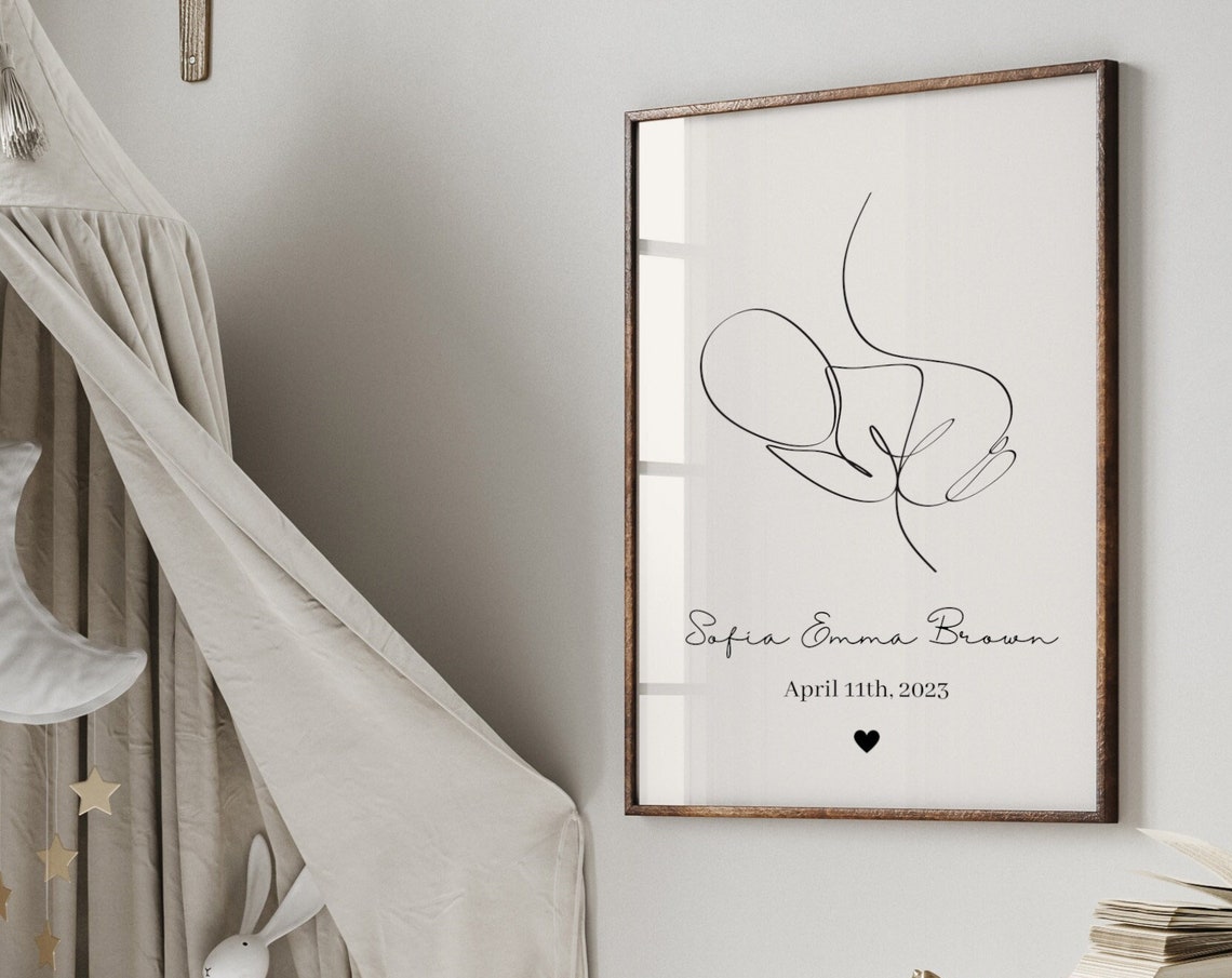 Custom Baby Birth Print New Baby Gift Editable Baby Birth Print Christening Gift New Born Nursery Decor Baby Girl Baby Boy - Image 8
