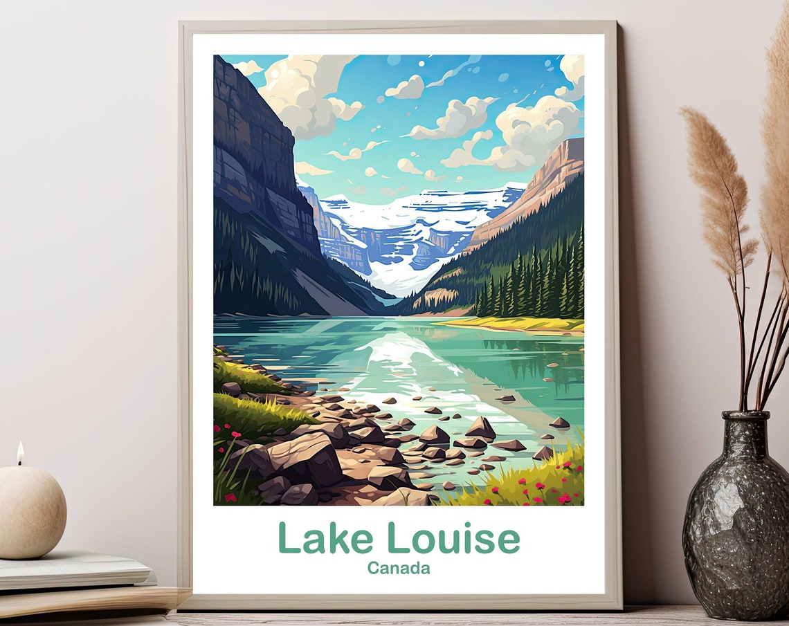 Lake Louise Canada Turquoise Glacier Lake Mountains Travel Poster