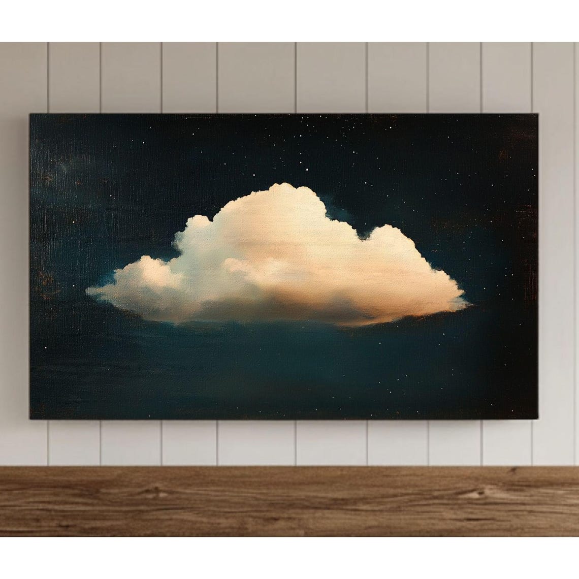 Glowing Cloud Starry Night Sky Vintage Dark Surreal Art Poster