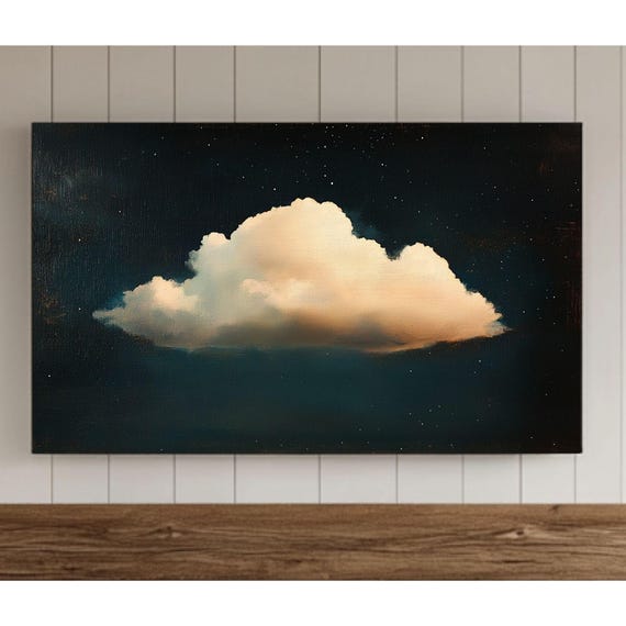 Vintage Cloud Painting Frame Tv Art For Samsung Screensaver Rustic Farmhouse Moody Wallpaper Dark Background File