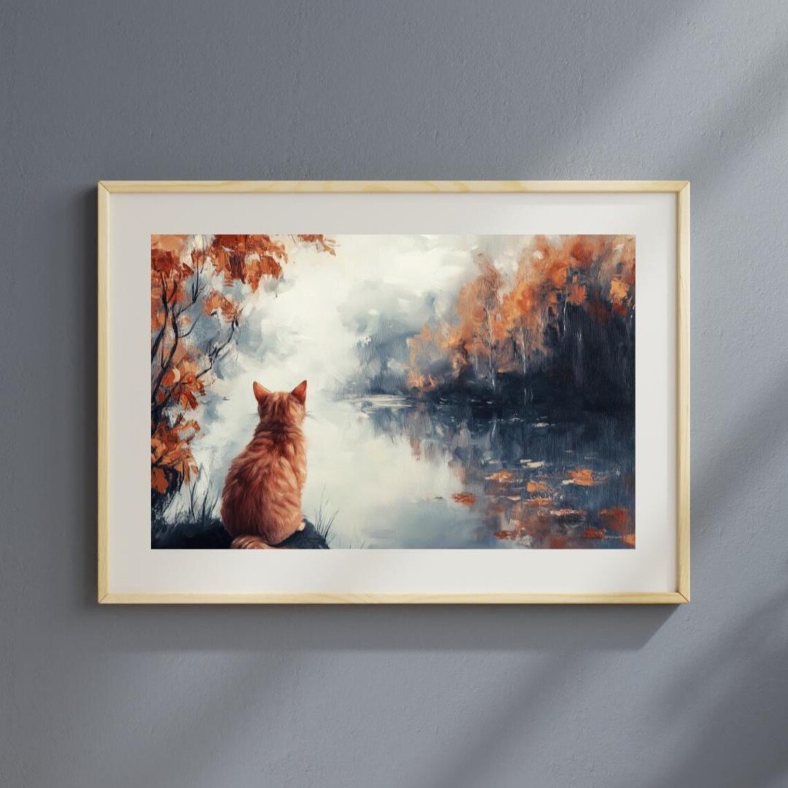 Autumn Whiskers Cozy Cat Serene Fall Landscape - Image 4