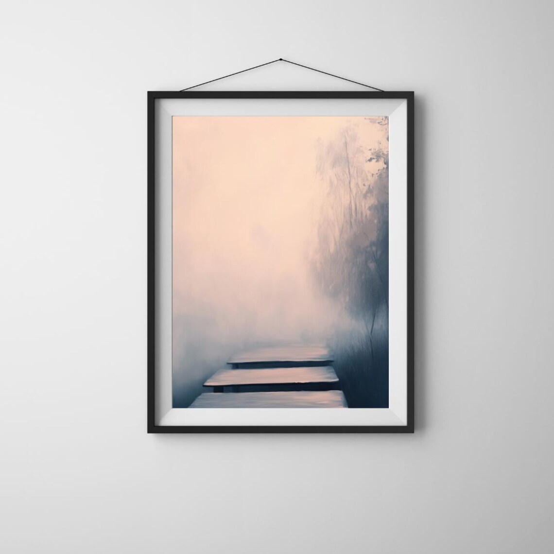 Misty Dock In Soft Pastels, Minimalist Dreamscape - Image 5