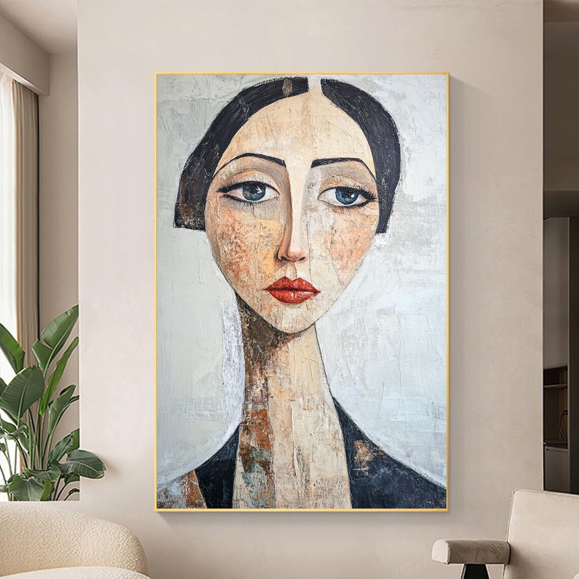 Abstract Portrait Art Print, Modern Female Model