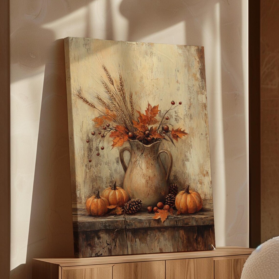 Rustic Fall Vase Art, Farmhouse Thanksgiving Print