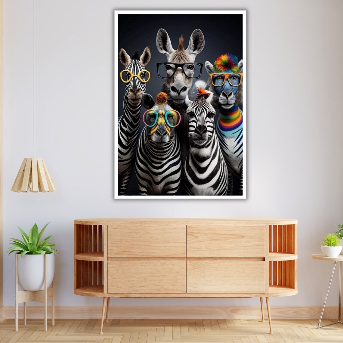 Funny Zebra Family Wearing Colorful Glasses Whimsical Animal Art Poster - Image 4