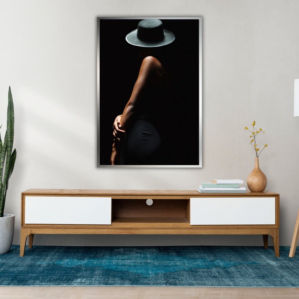 Mysterious Woman In Hat And Black Dress Dark Silhouette Fine Art Print - Image 2