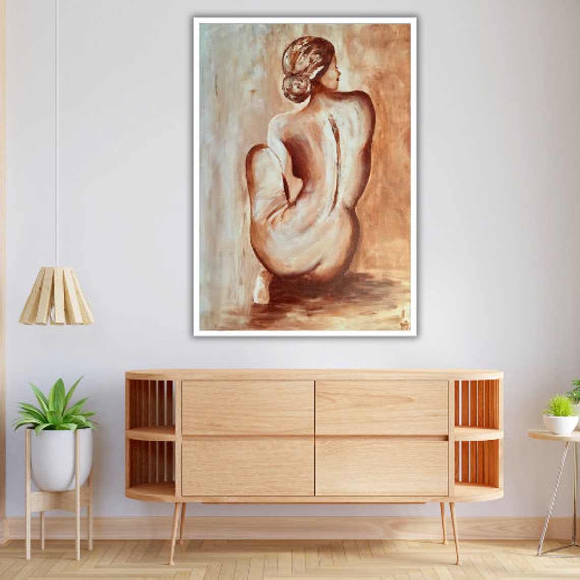 Sepia Nude Woman From Behind Soft Impressionist Figurative Art Print - Image 3