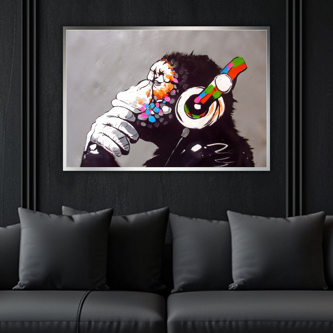 Monkey With Headphones Graffiti Style Street Art Painting Funny Wall Art - Image 5