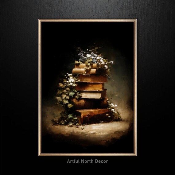 Dark Academia Books And Ivy Print Moody Gothic Wall Art