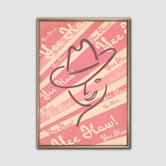 Yee Haw Cowgirl Retro Western Art Print