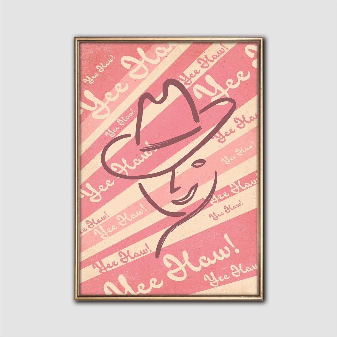 Yee Haw Cowgirl Retro Western Art Print