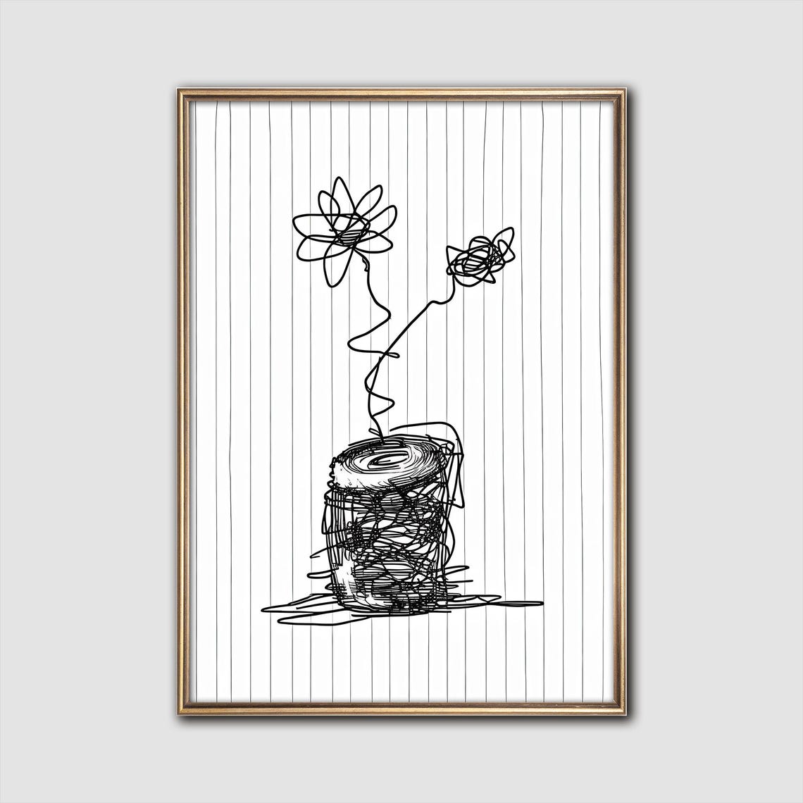 Toilet Paper Roll Scribble Line Drawing Funny Sketch Art Poster