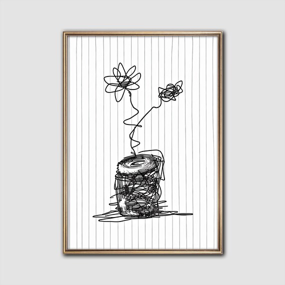 Toilet Paper Roll Scribble Line Drawing Funny Sketch Art Poster