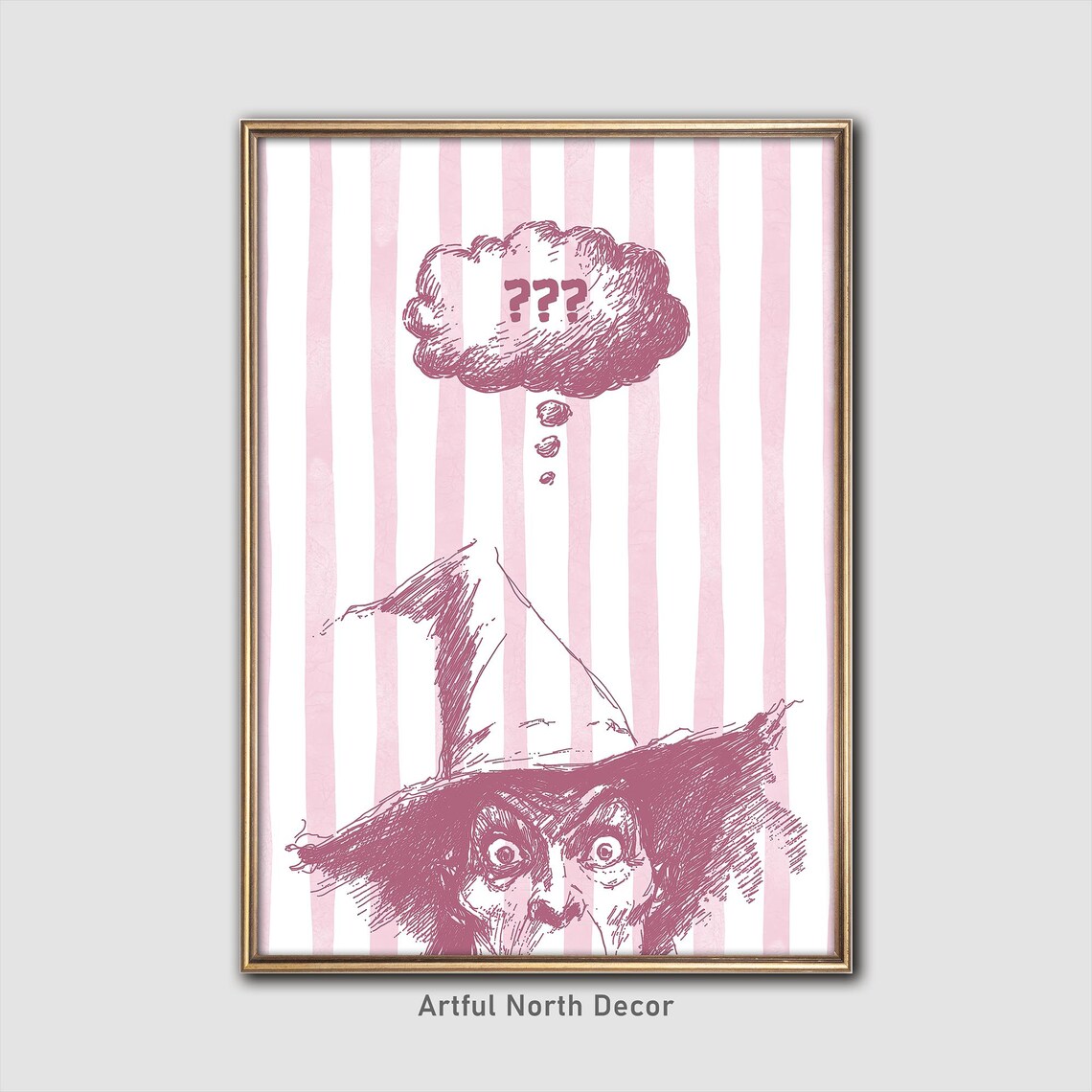 Pink Witch Art Print, Whimsical Pastel Decor