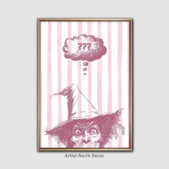 Pink Witch Art Print, Whimsical Pastel Decor