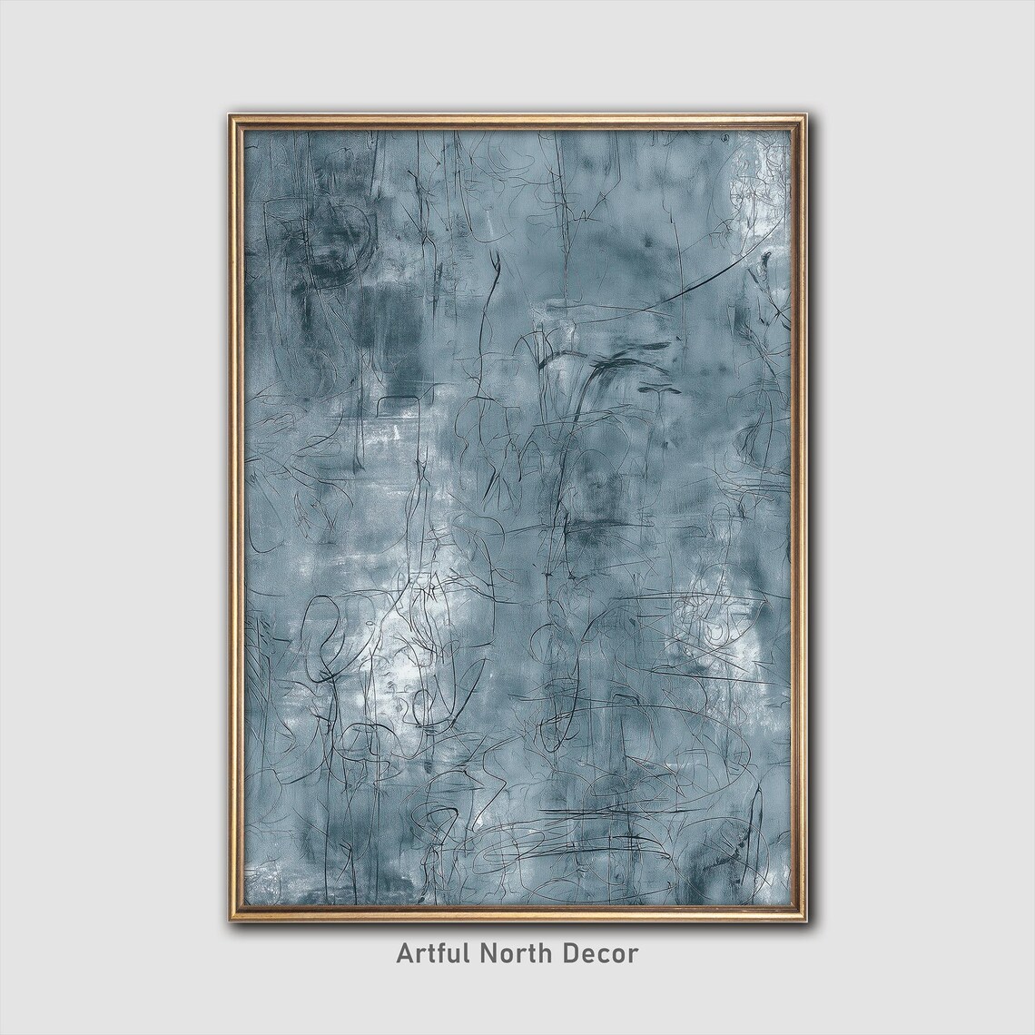 Modern Abstract Powder Blue Line Art