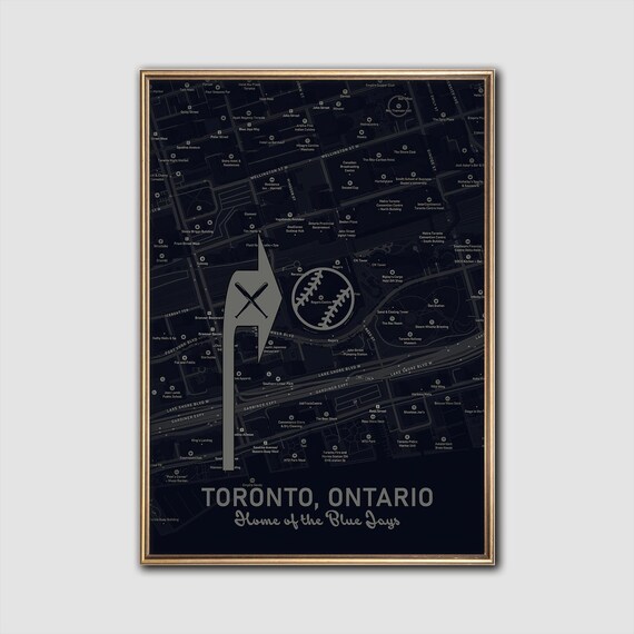 Dark Toronto Ontario Home of the Blue Jays City Map Art Poster