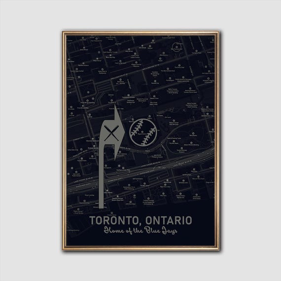 Toronto Baseball Map Print Rogers Centre Stylized Wall Art