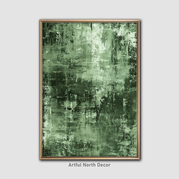 Sage Green Abstract Art Print Minimalist Japandi Decor