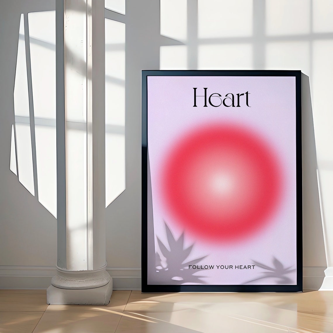 Heart Aura Gradient Pink Red Spiritual Abstract Art Wall Print - Image 2