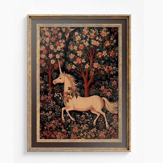 Vintage Unicorn Print, Medieval Unicorn Art Print