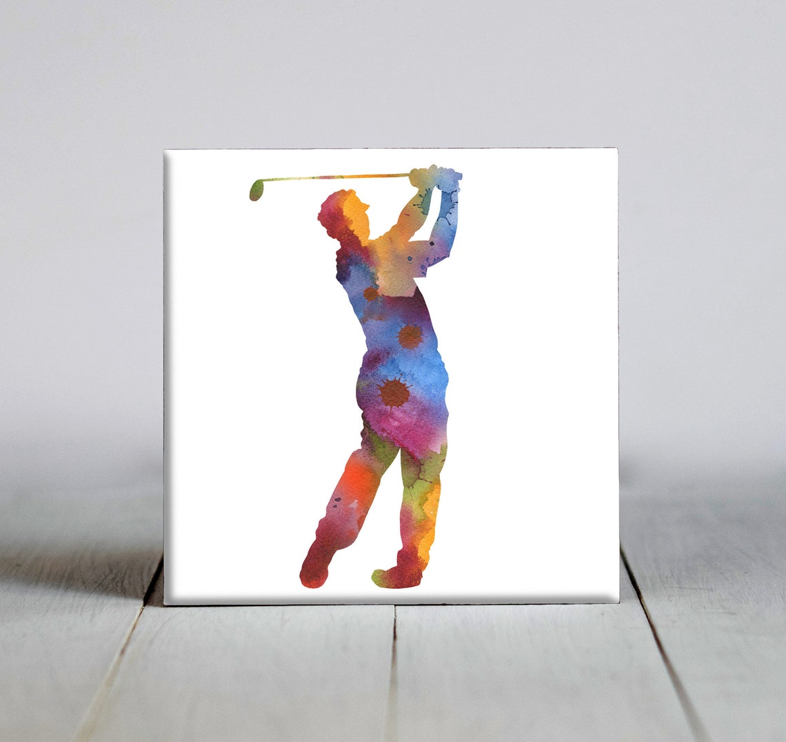 Golf Boy Ceramic Tile Golf Boy Decorative Tile Golf Lover Gifts Unique Sport Gifts - Image 2