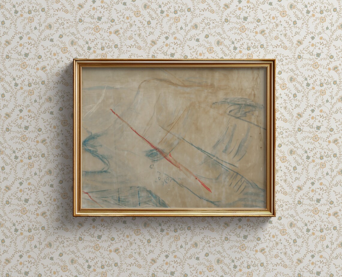 Mid-Century Modern Abstract Art Print, Neutral Vintage Decor - Image 3