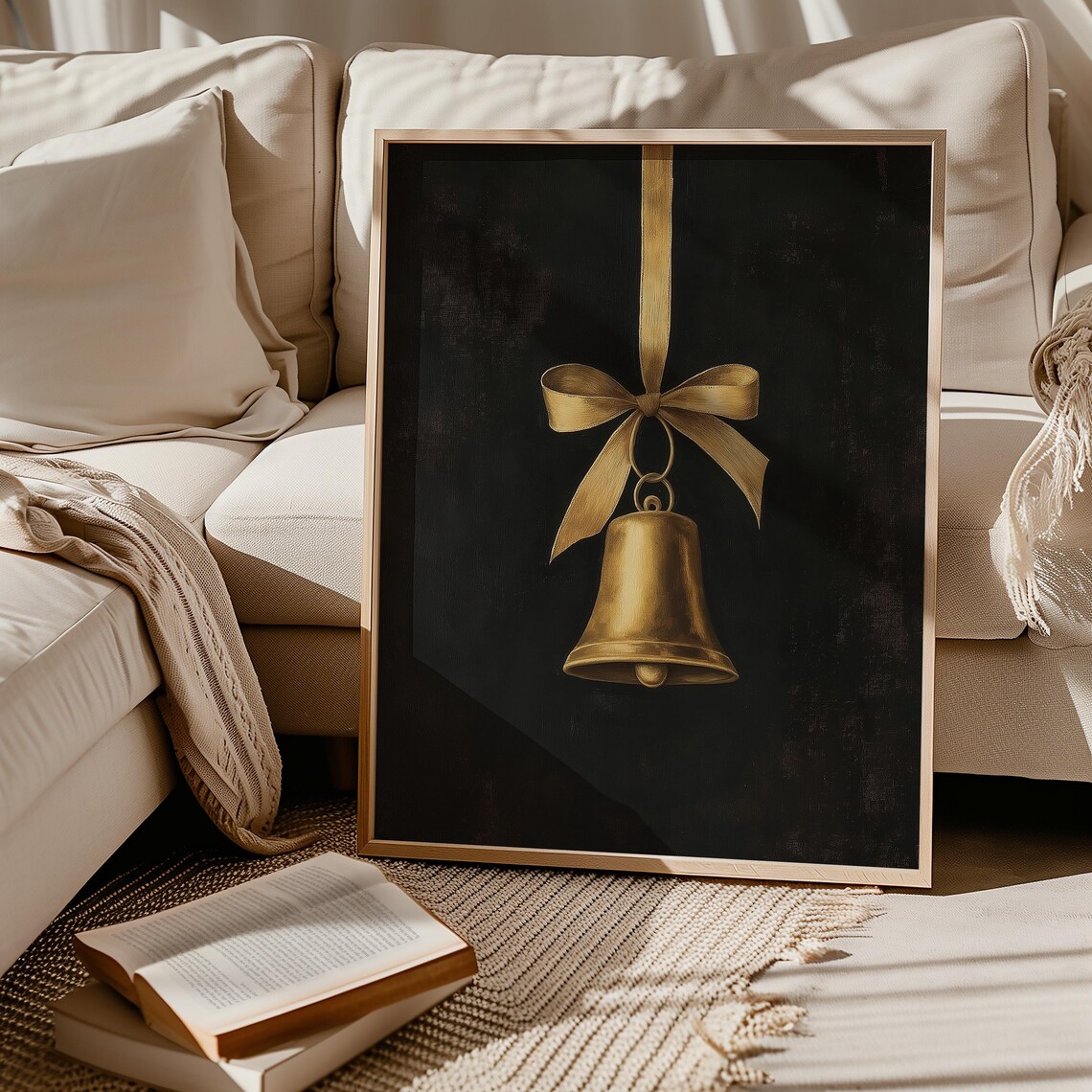 Christmas Bell Print, Vintage Holiday Wall Art