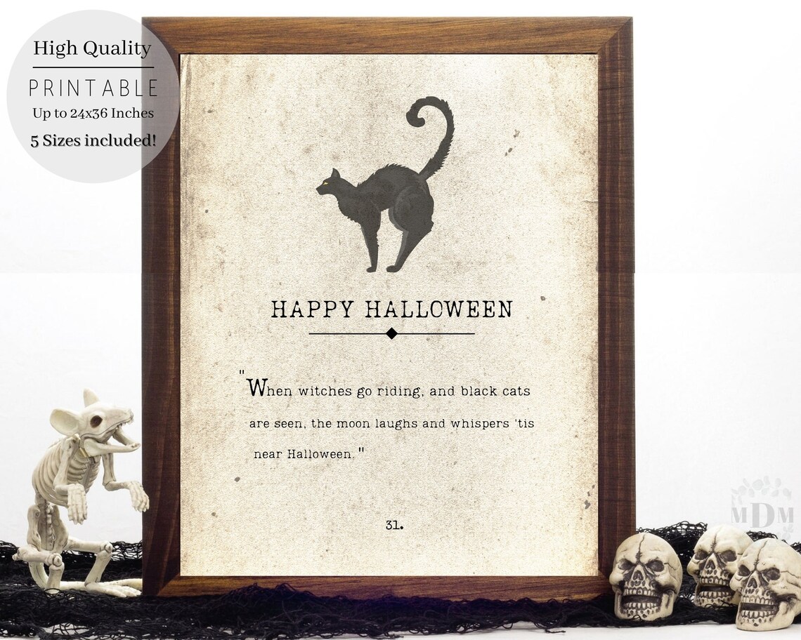 Happy Halloween Book Page Art Print, Antique Style - Image 2