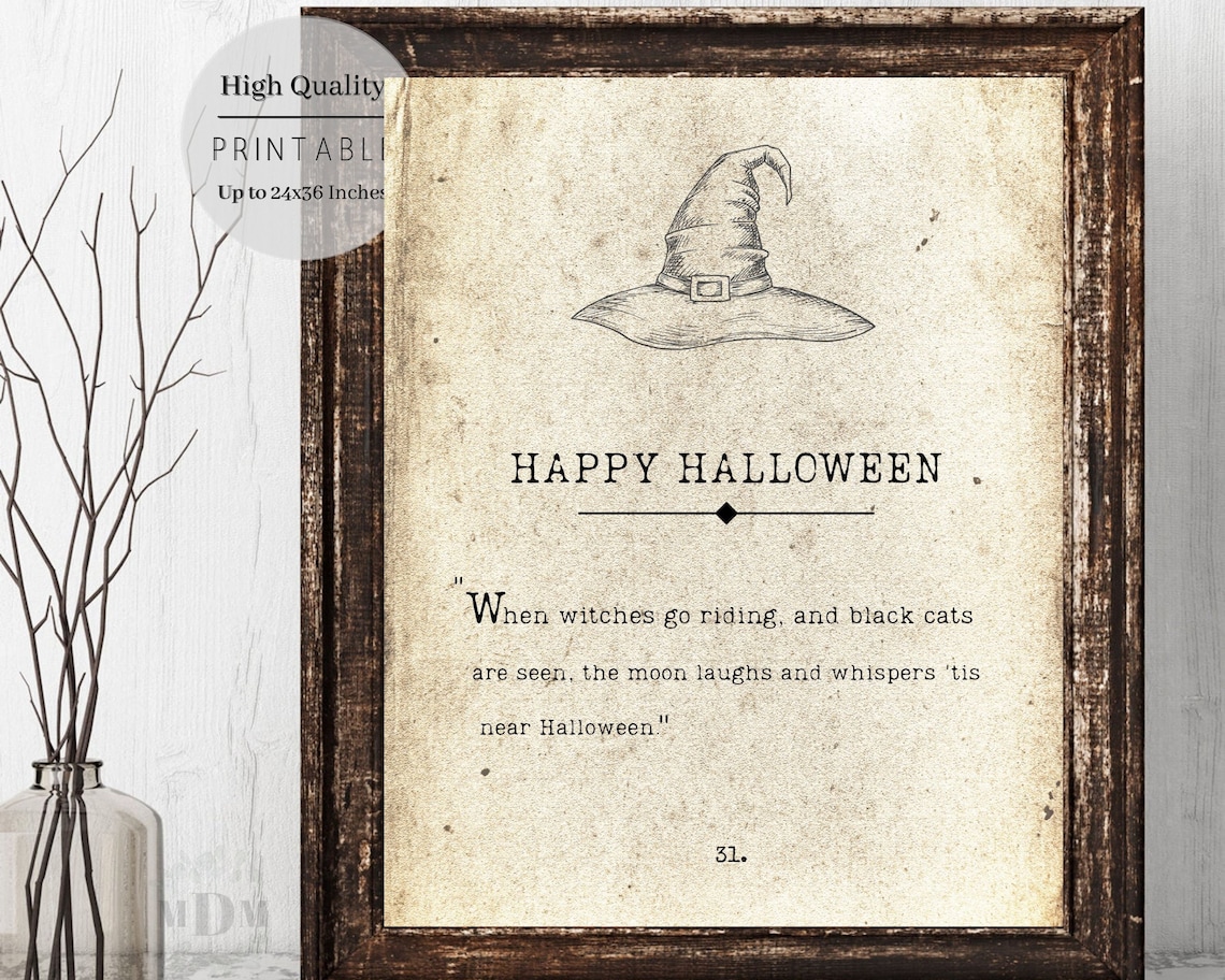 Happy Halloween Antique Book Page Art Print - Image 2