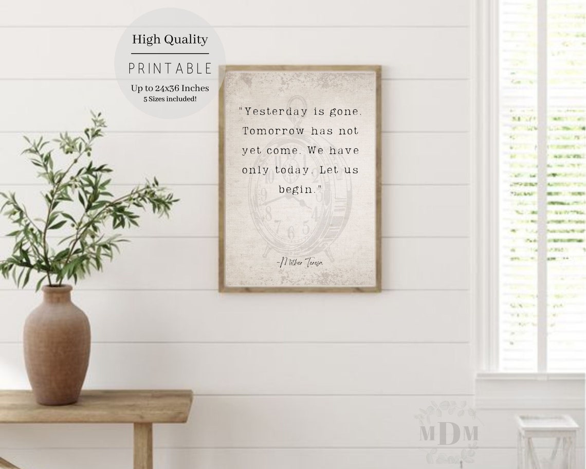 Mother Teresa Yesterday Is Gone Inspirational Quote Printable Wall Art - Image 4