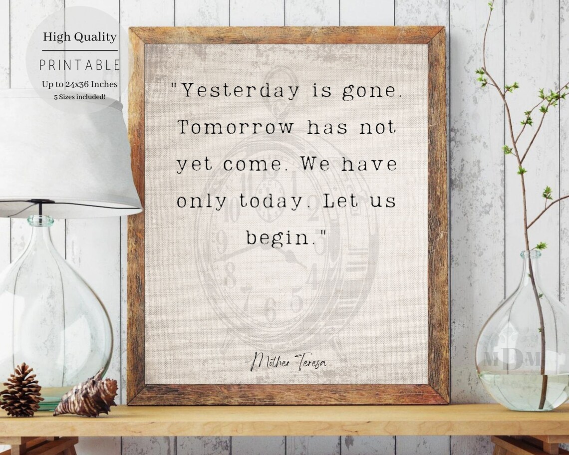 Mother Teresa Yesterday Is Gone Inspirational Quote Printable Wall Art - Image 3