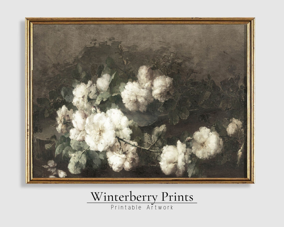 Spring Vintage Floral Painting Antique French Antique Oil Painting Farmhouse Wall Art Instant 088pt