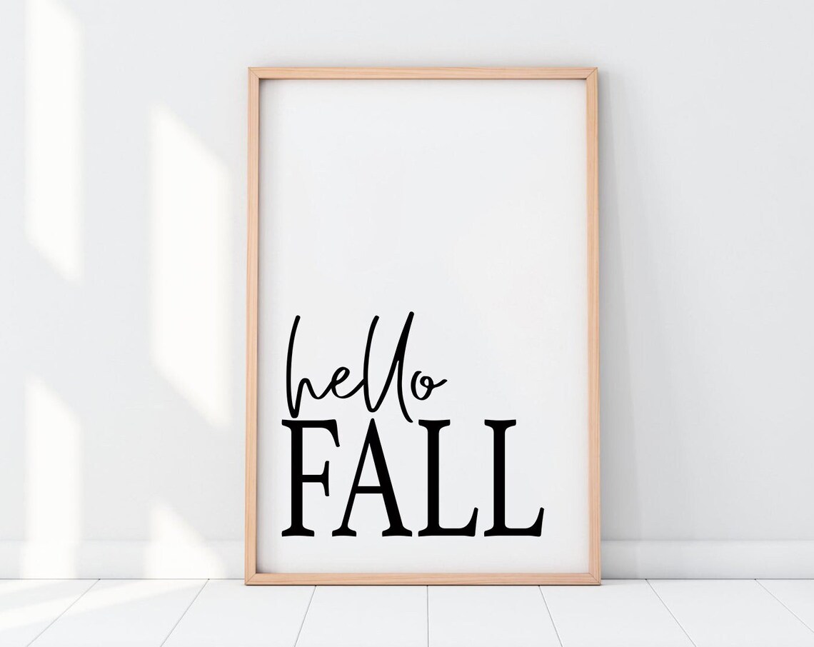 Hello Fall Script Minimalist Taupe Autumn Seasonal Decor Sign Poster - Image 2