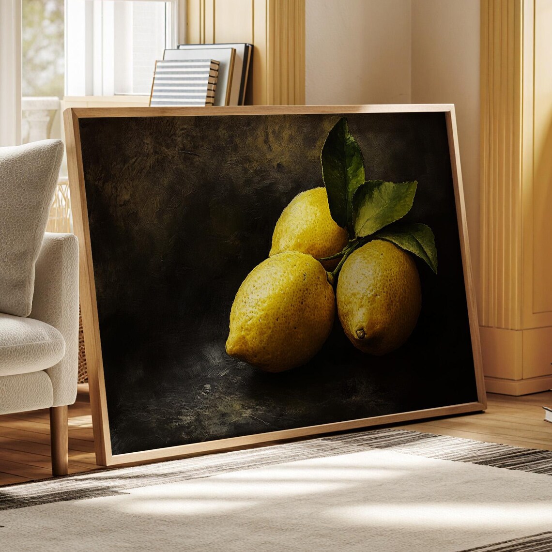 Golden Lemons Still Life, Classic Kitchen Wall Art Print - Image 5