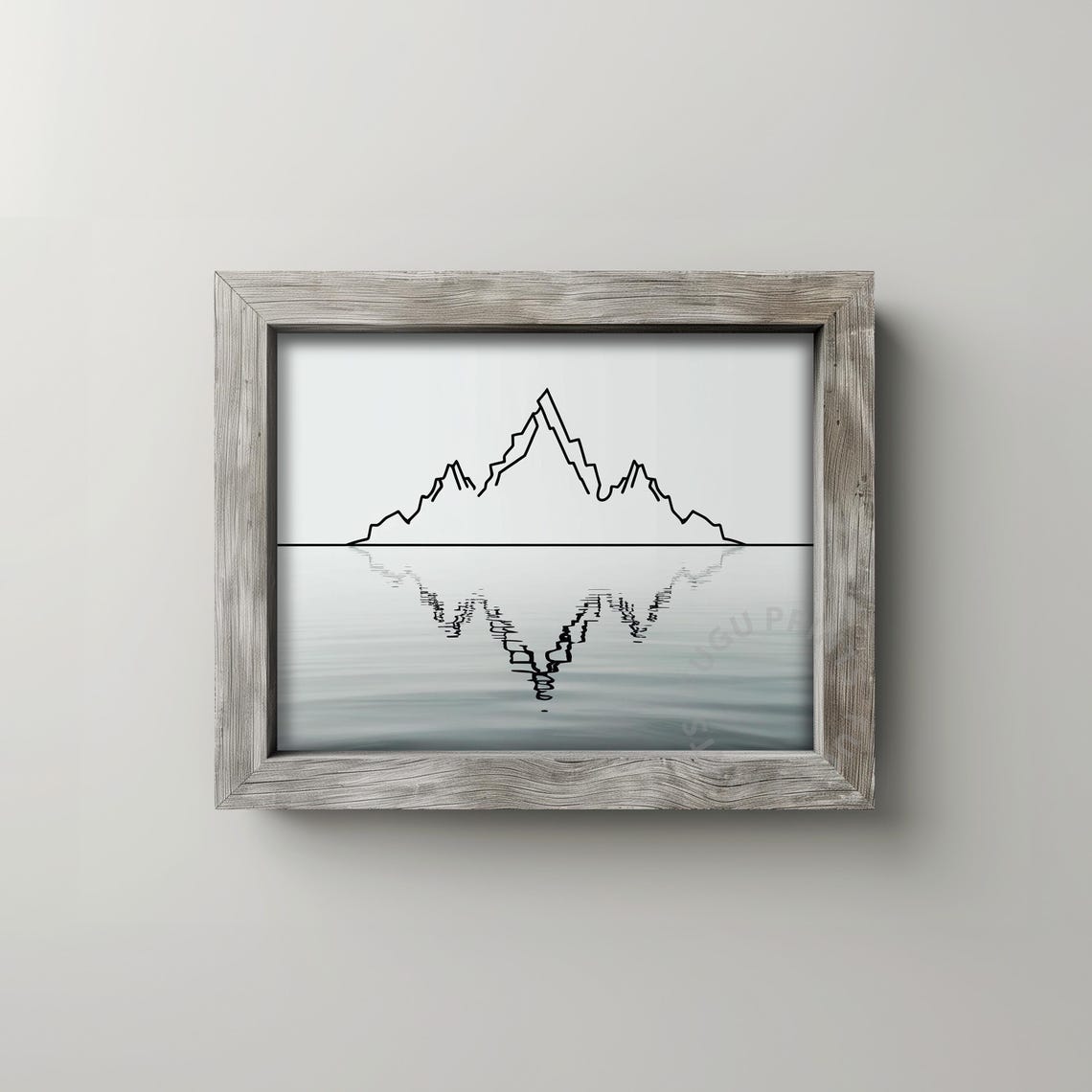 Mountain Reflection Print Minimalist Line Art 388 - Image 2