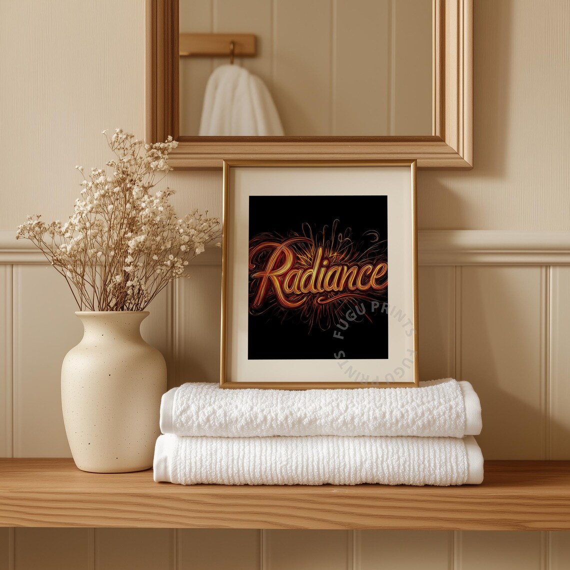 Radiance Glowing Word Art Inspirational Wall Art Modern Typography Orange Red Decor 321 - Image 3