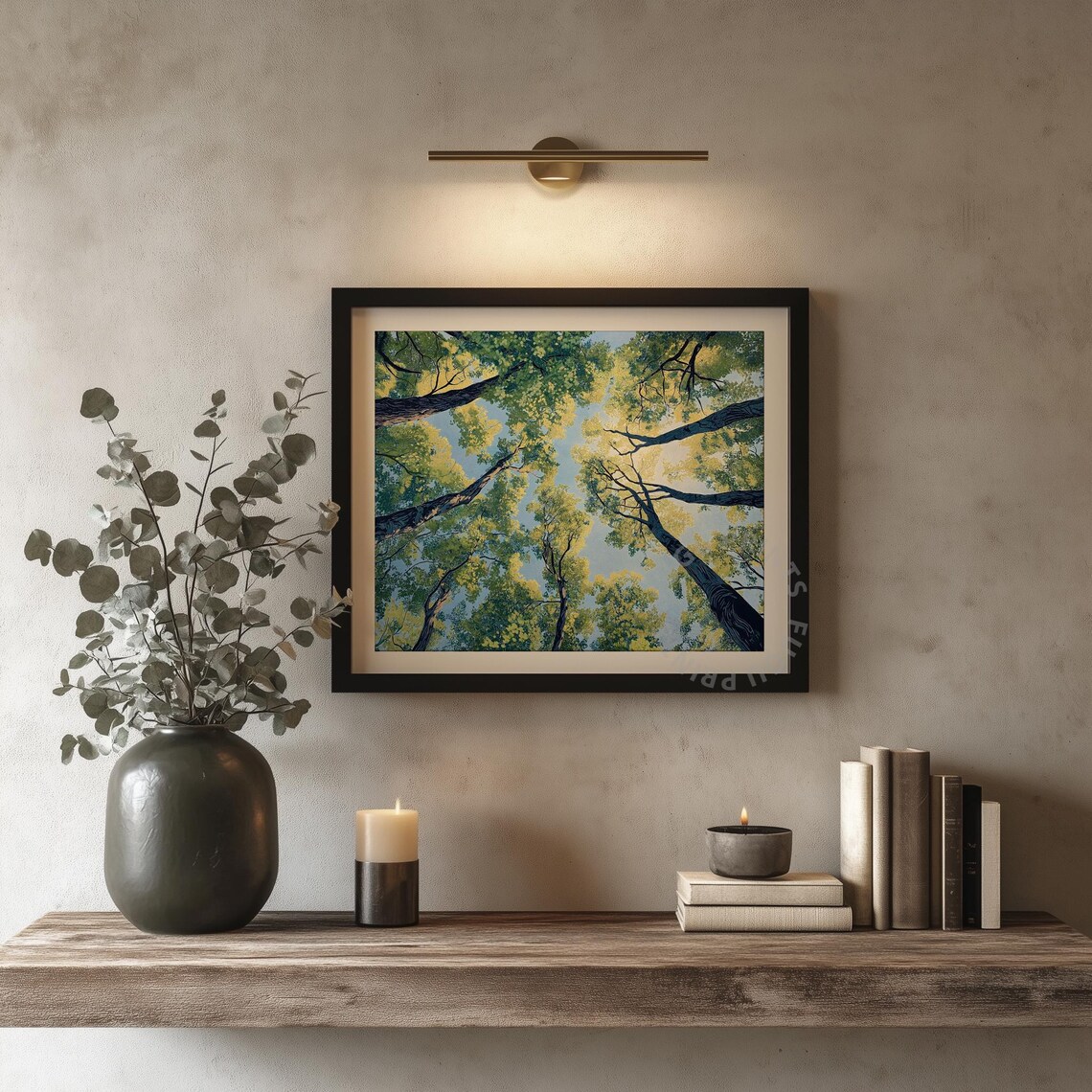 Tree Canopy Print, Forest Sky View Nature Art - Image 4