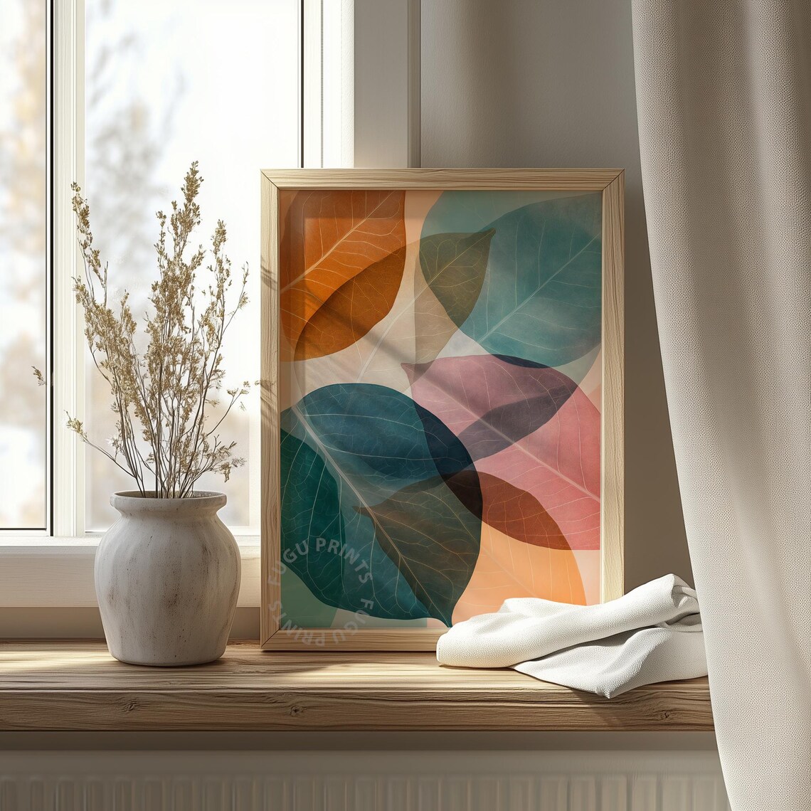 Leaf Print Abstract Botanical Art, Modern Leaves - Image 4