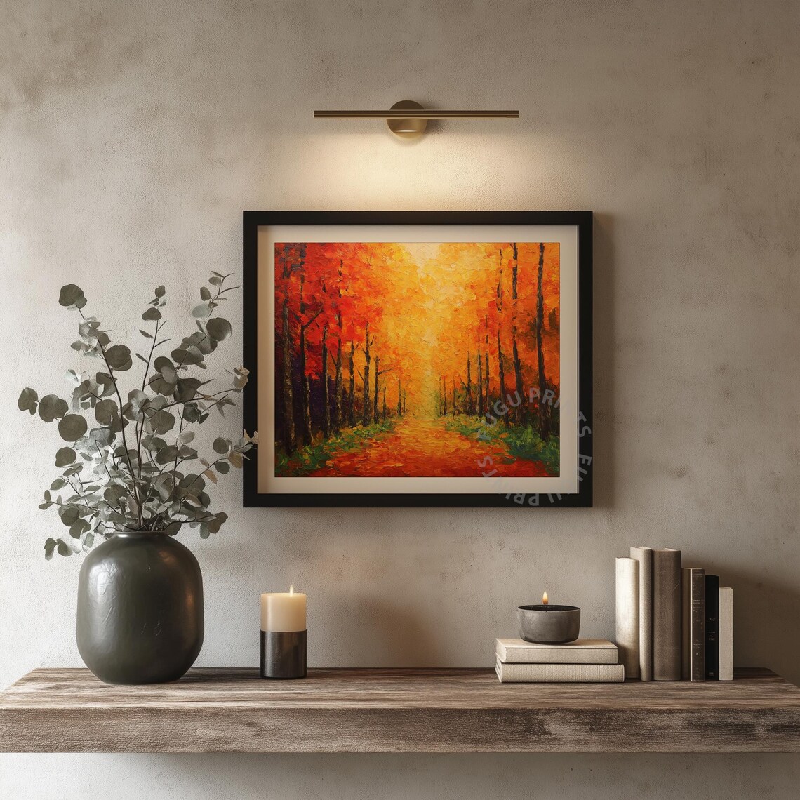 Autumn Forest Art Print, Impasto Style Rustic Decor - Image 4