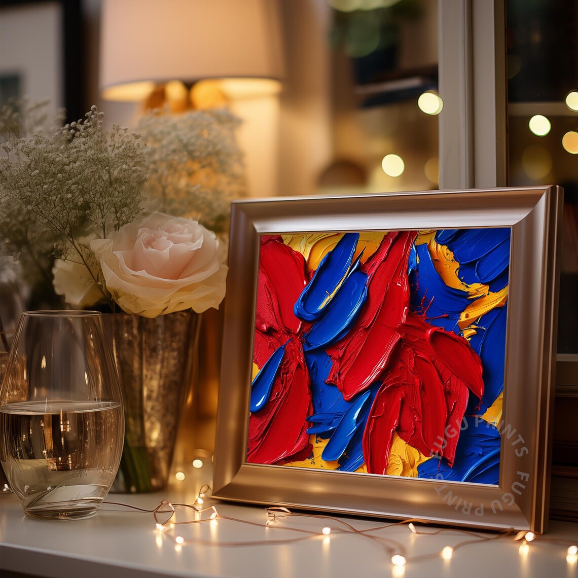Abstract Art, Bold Primary Colors Modern Expressionist Painting - Image 3