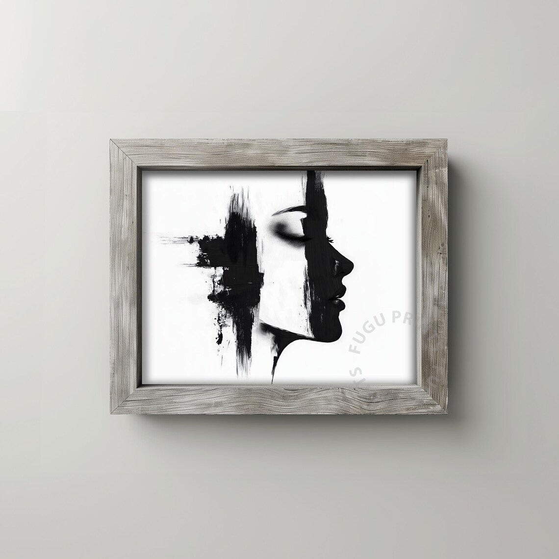 Black and White Woman Profile Minimalist Abstract Portrait Poster - Image 2