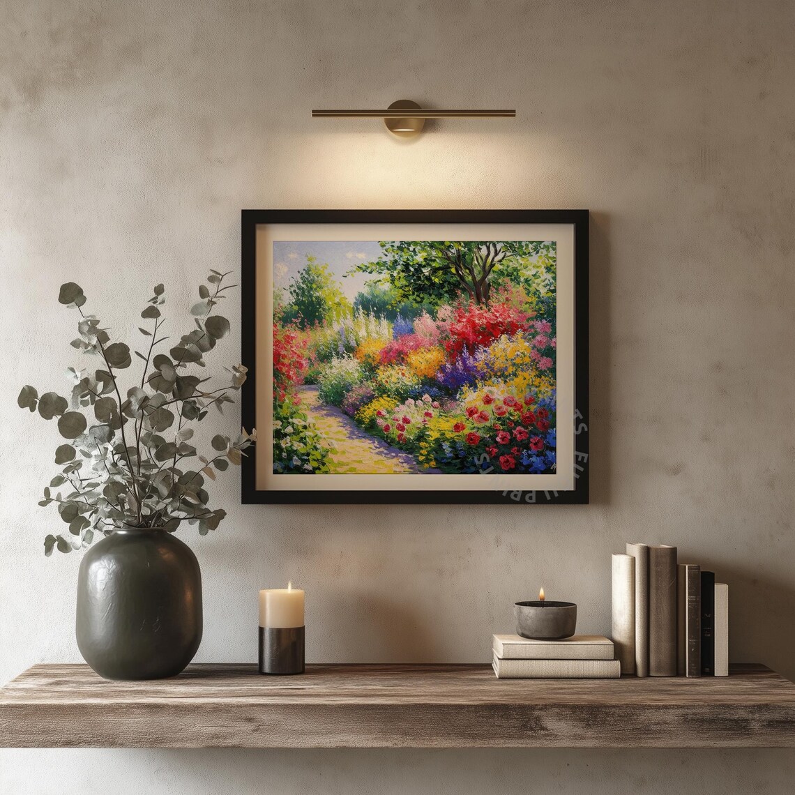 Impressionist Garden Path, Monet Style Floral Landscape - Image 4